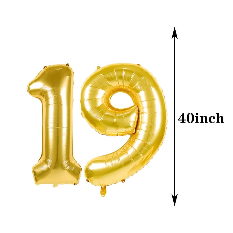 ZSNWGZ Sweet 19th Birthday Decorations Party Supplies,Gold Number 19 Balloons,19th Foil Mylar Balloons Latex Balloon Decoration,Great 19th Birthday for Girls,Women,Men - Image 2